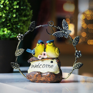 会叫的仿真小鸟装饰摆件r挂件铁艺花园庭院阳台露台小院景观布置