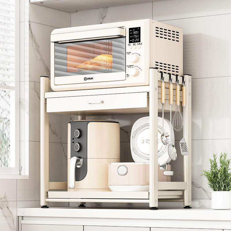 家用房微抽EEA波炉置物架台多层厨多功能屉式烤箱收纳架空气炸面