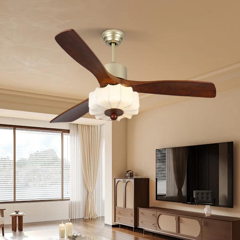 中古风吊扇灯古复美式餐厅风扇灯叶大风力卧室房书客厅五风扇吊灯