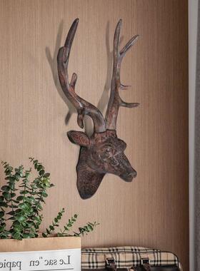 北欧复古鹿头壁挂客奢厅头玄关背景面软装墙动物挂J817件轻墙壁装