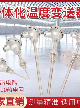 pt100热电阻传感器K型铠装热电偶一体化温度变送器WZP130/230/430