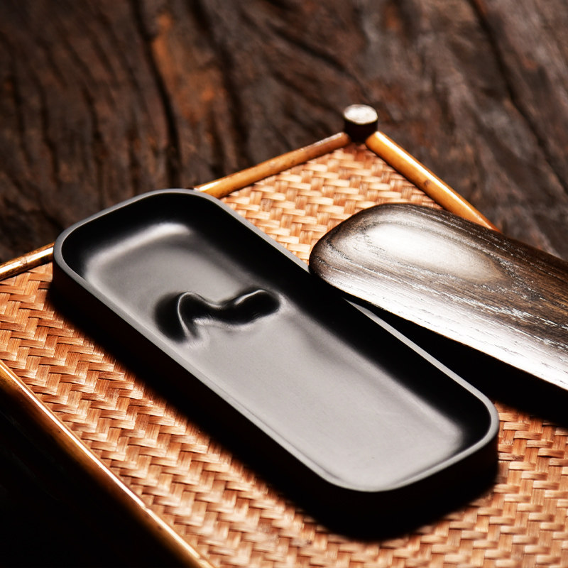 懿羲堂 国家非遗《卡片砚》简洁砚台歙砚 带盖老坑手工薄款天然原