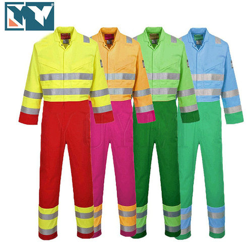 YOUYI订做阻燃防火颜色拼接连体工作服连体防护作业服直供
