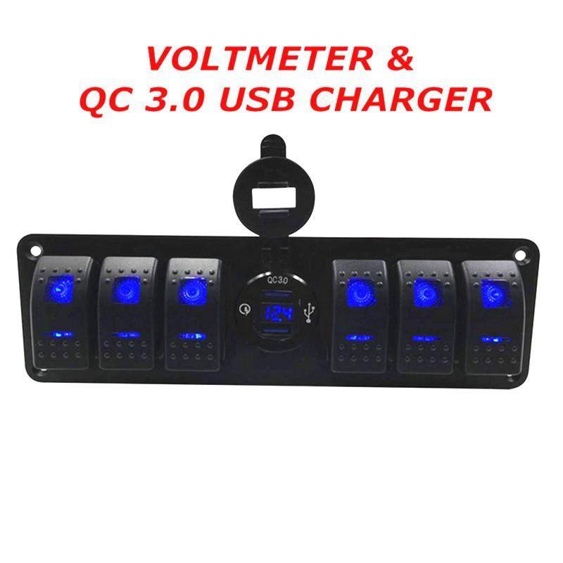 外贸热卖改装组合面板六个开关中间装圆形QC3.0快充双USB带电压Q,机械设备,其他机械设备,淘宝优惠券,粉丝福利购,淘宝优惠卷