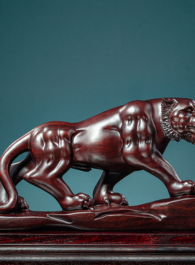 虎啸山河老虎摆件实木客厅办公室开业礼品装饰生肖虎上山虎工艺品