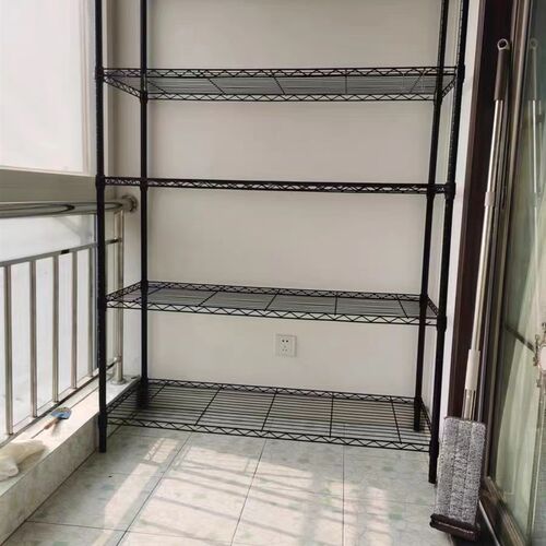 加粗黑色五层置物架厨房层架收纳架客厅阳台储物架整理货架杂物架