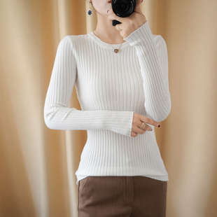 圆领毛衣女秋冬季 针织衫 内搭打底衫 套头修身 抽条显瘦短款 2020新款