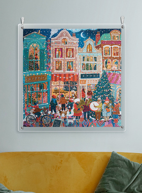 新款拼图框架裱框1000片500冬灯705075一千块亚克力相框挂墙