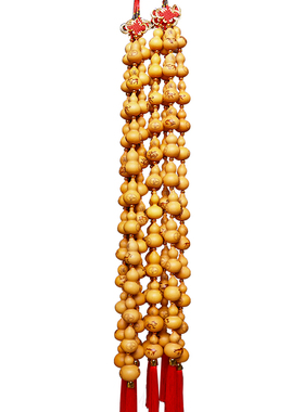 葫芦挂件天然招財十二生肖烙画葫芦串家居客厅玄关门厅中国结挂饰