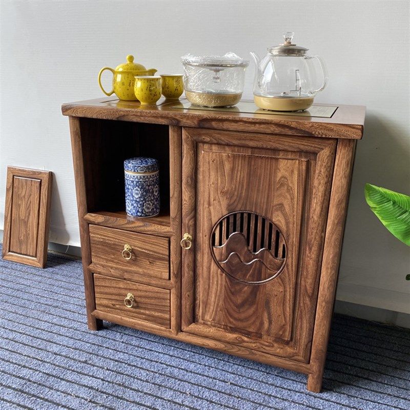 茶水柜烧水壶一体实木北榆木烧水台中式移动置物架储物柜茶桌边柜,商业/办公家具,办公茶水柜,淘宝优惠券,粉丝福利购,淘宝优惠卷