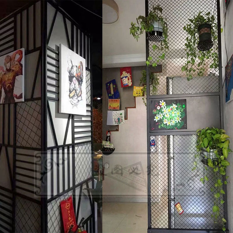 铁艺网片隔断装饰架墙格网屏风加粗菱形铁网铁丝吊顶工业风定制