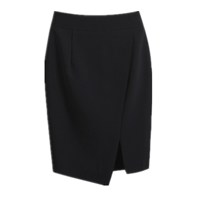 侧开叉半身裙弹力高腰显瘦黑色ol工作职业办公室包臀裙春夏一步裙