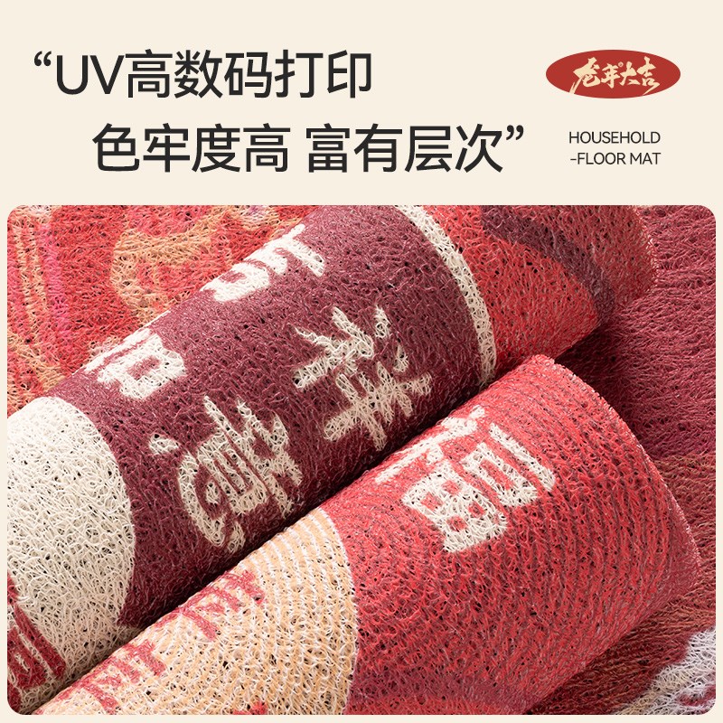 入户开门地垫红色丝圈地垫进门口防滑耐脏可裁剪脚垫室外家用地毯