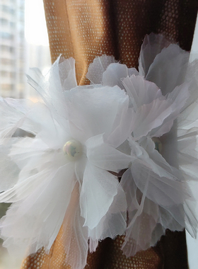 窗帘绑饰中国风梦幻立体纱花系带扎纱帘束带饰品绳扣流苏配件挂饰