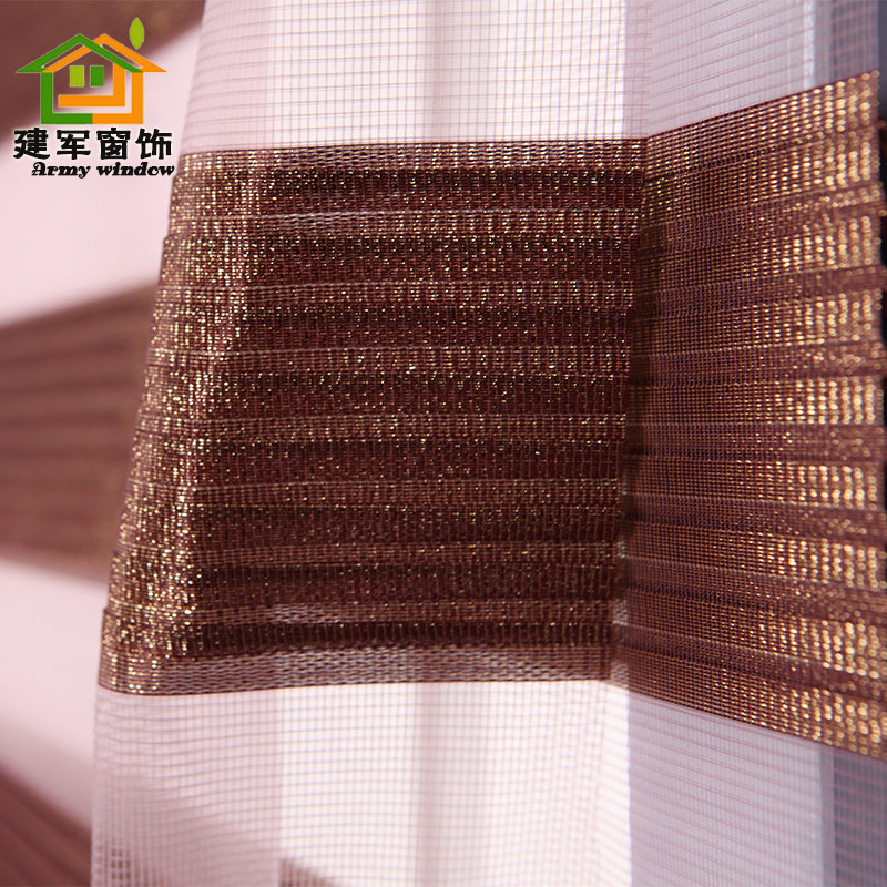 金丝八折柔纱帘双层遮光百叶窗帘卷帘遮光办公室客厅卧室升降窗帘