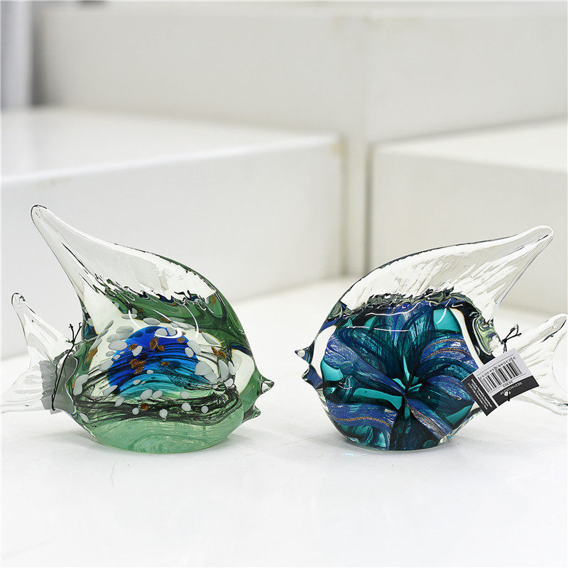 欧式创意个性彩色玻璃琉璃小鱼摆件客厅餐厅壁柜电视柜家居装饰品