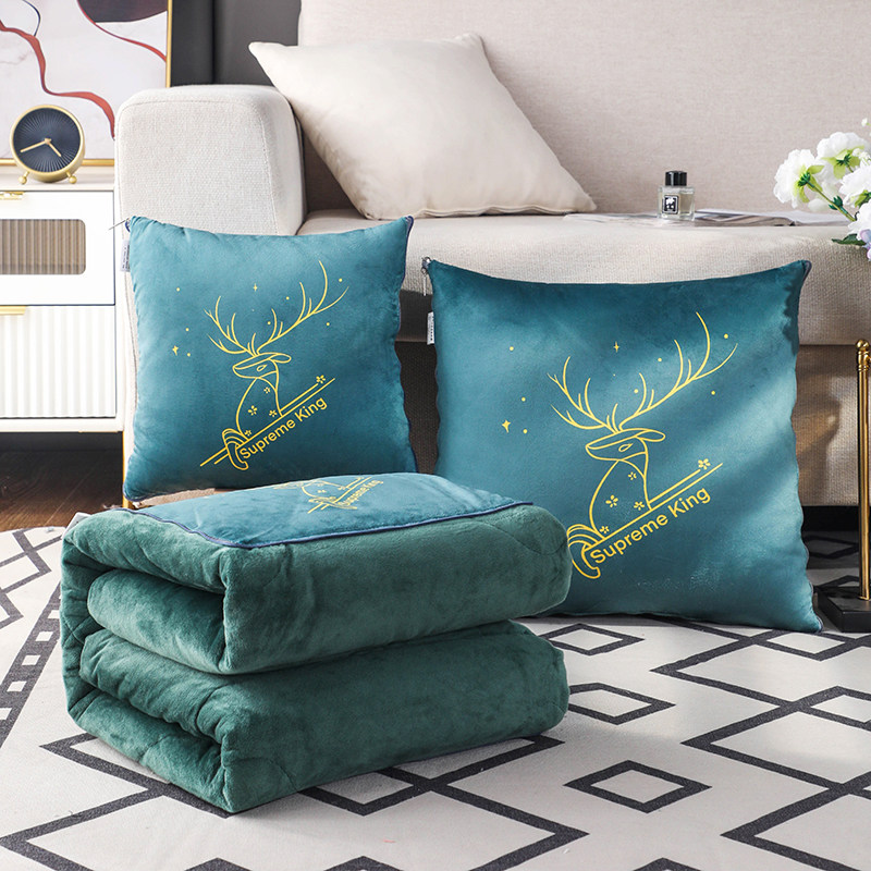 珊瑚绒抱枕被子两用多功能车载卡通加厚水晶绒办公室午睡枕头汽车