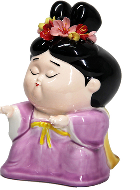 洛阳李学武牡丹瓷陶瓷唐仕女妞妞公仔纯手工艺品创意太极人物摆件