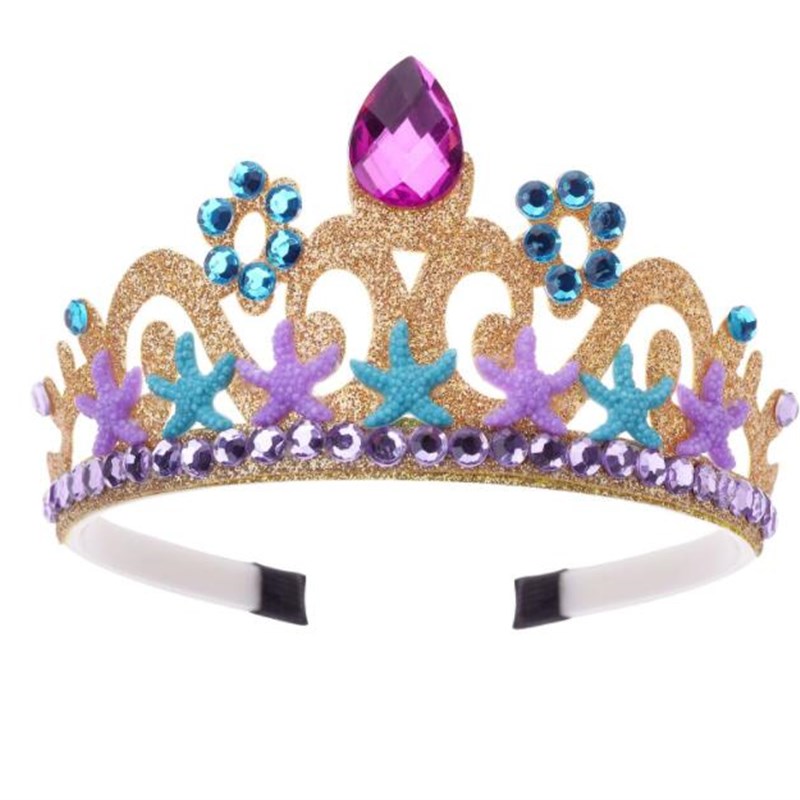 儿童生日皇冠海洋人鱼首饰品女童公主闪钻亮片王冠发饰头饰品发箍
