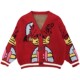 一家三口卡通红色加厚针织开衫 毛衫 宽松外套潮 秋冬亲子装 2021新款