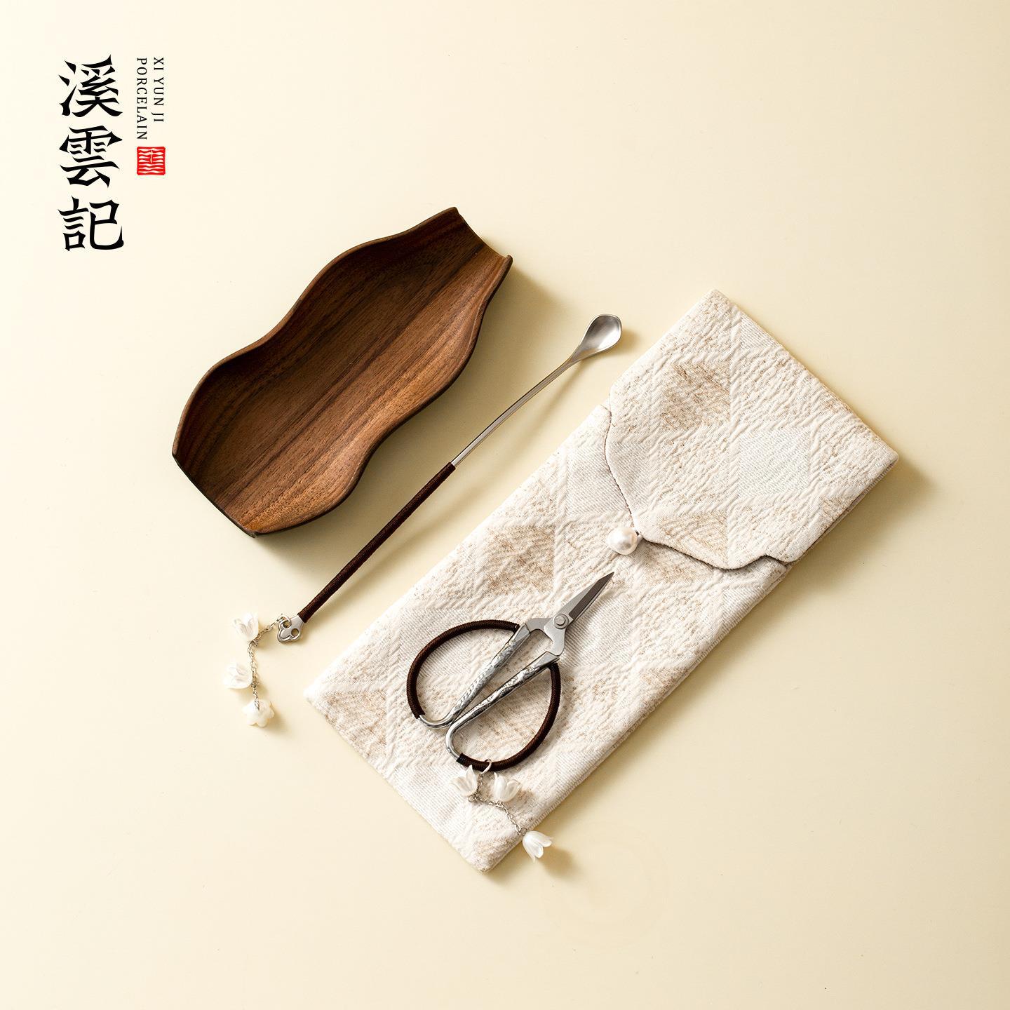 玻璃茶则茶拨三件套收纳布袋高端茶艺茶剪刀泡茶工具大全2025新品