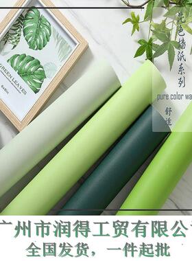 绿色系复古墨绿加厚防水PVC自粘墙纸背景卧室家具橱柜翻新壁纸贴