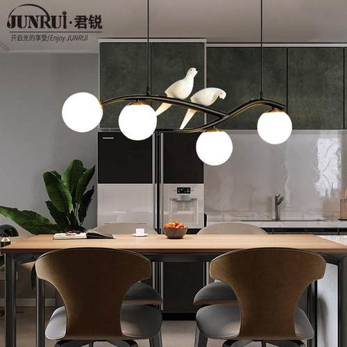 餐厅吊灯简约现代饭厅灯创意个性小鸟餐桌灯长条北欧轻奢吧台灯具