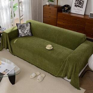 雪尼尔沙巾四季发通用人纹沙发布防猫沙抓XJGM-230沙发盖布绿色皮