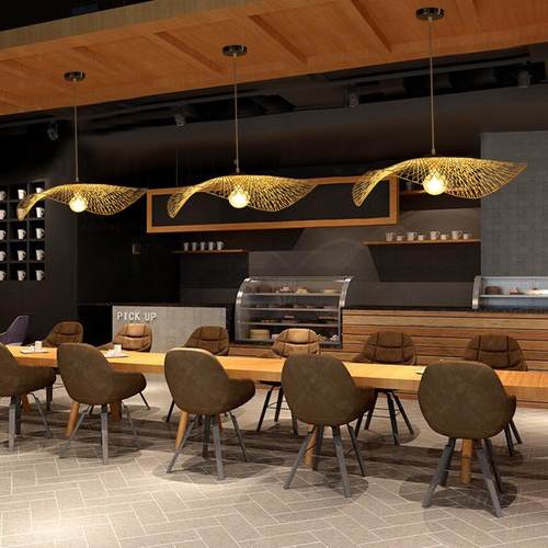 日式意竹艺编织饭762吊灯创个性单头装饰艺术餐厅民宿店吧厅台客