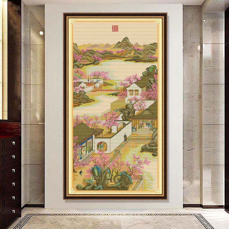 正二月三月WVL十字绣新款十2022线绣古典玄名画客厅风景关手工自