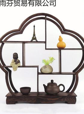 饰?微型家具新中式小博架鸡阁翅木多宝茶古壶架子摆架品YEW架小多