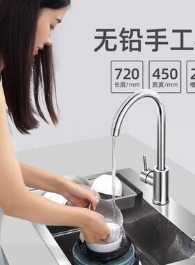 水4槽单槽洗菜盆手工加厚3FER0不锈钢水池碗池水池双加洗厚水盆槽