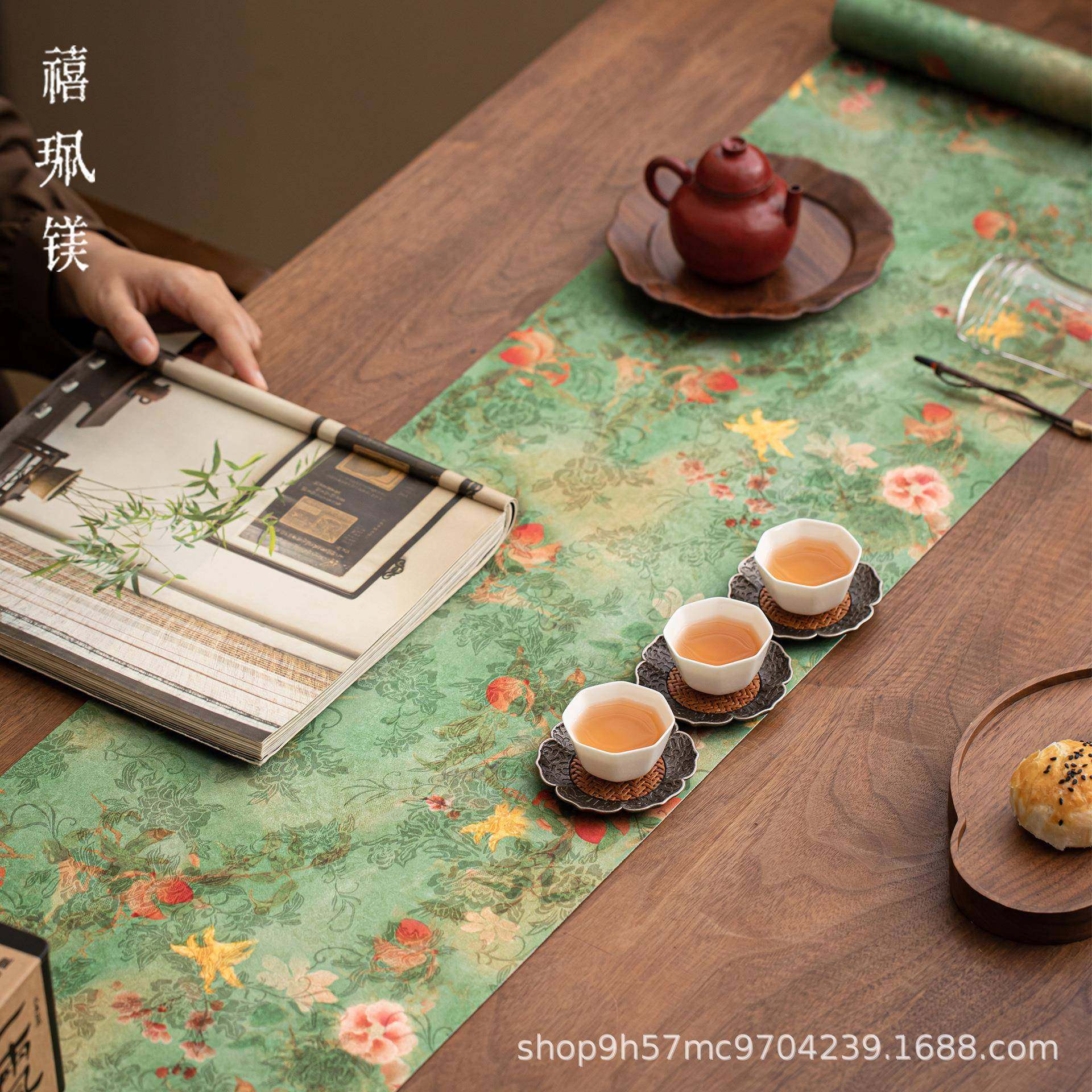 禧珮镁中式缎面桌双面防水长条茶席禅意旗垫防茶滑茶垫2024924桌,居家布艺,茶席,淘宝优惠券,粉丝福利购,淘宝优惠卷