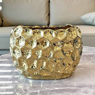 电镀瓷花陶盆大口径大号底部无孔蝴蝶创兰盆栽长装方形意客厅高档