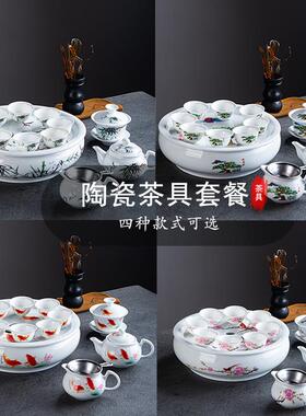 整套白瓷简约22540中陶瓷泡茶夫茶具套功装茶盘茶盖壶碗茶杯轻式