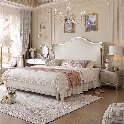 双美式实木床1奢米DRD8主卧大床轻高公端卧室床法式人床元宝床主