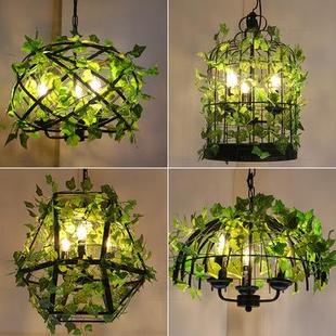 复古吧艺术笼灯铁饰奶茶店饭店创酒意美发店阳鸟台绿植物三头2036