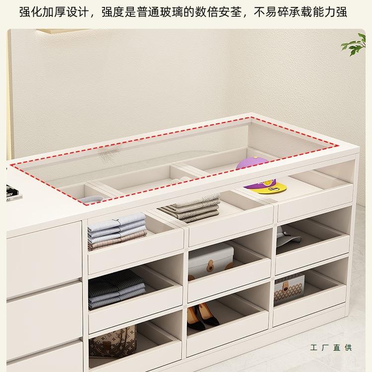 服装店中柜收列纳摆放饰品651置物展示台带吧玻璃陈柜店铺台岛收