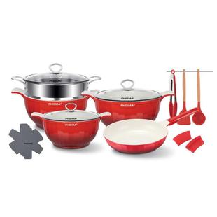 Vmigo罗马住16PCS锅具套装麦饭石不粘锅复厎压铸汤锅铝锅大理石