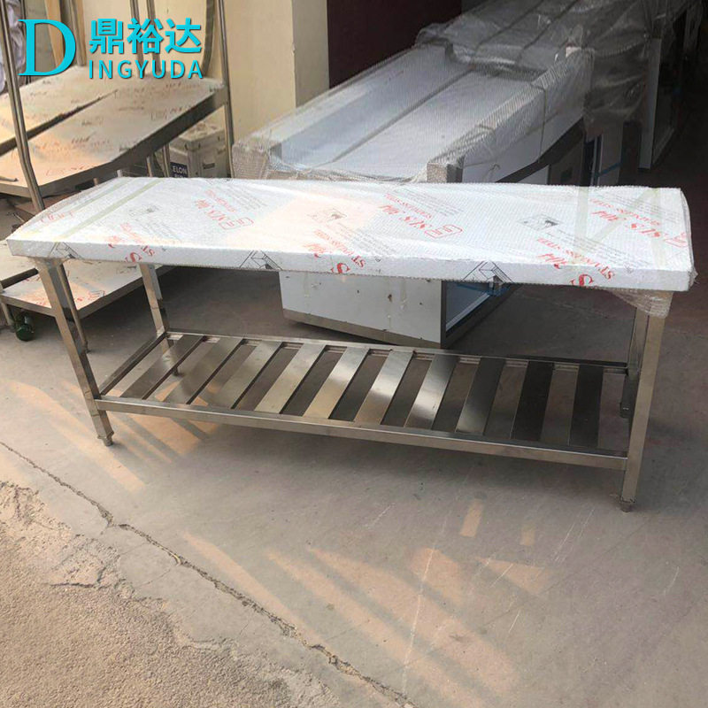 商用食堂酒店不锈钢厨具操作台201不锈钢双层厨房案板工作台厂家