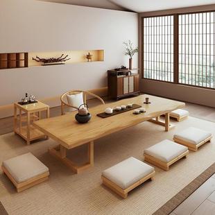 日式实木榻榻米茶桌泡茶台长条桌阳台矮桌简约茶几炕几茶桌椅组合