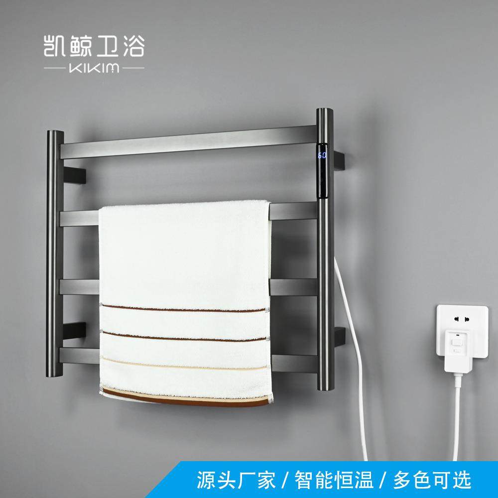 卫生间枪灰黑色智能电热烘干毛巾架碳纤维加热浴巾架不锈钢挂衣杆,收纳整理,烫衣板及配件,淘宝优惠券,粉丝福利购,淘宝优惠卷