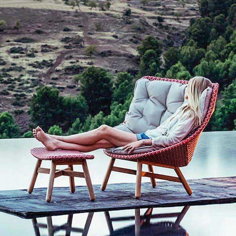 户外实木摇摇椅客厅花园休闲阳台懒人藤编躺椅摇椅茶几组合家具