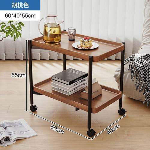 可移动小茶几小推车客厅沙发边几迷你小桌子置物架带轮风餐车
