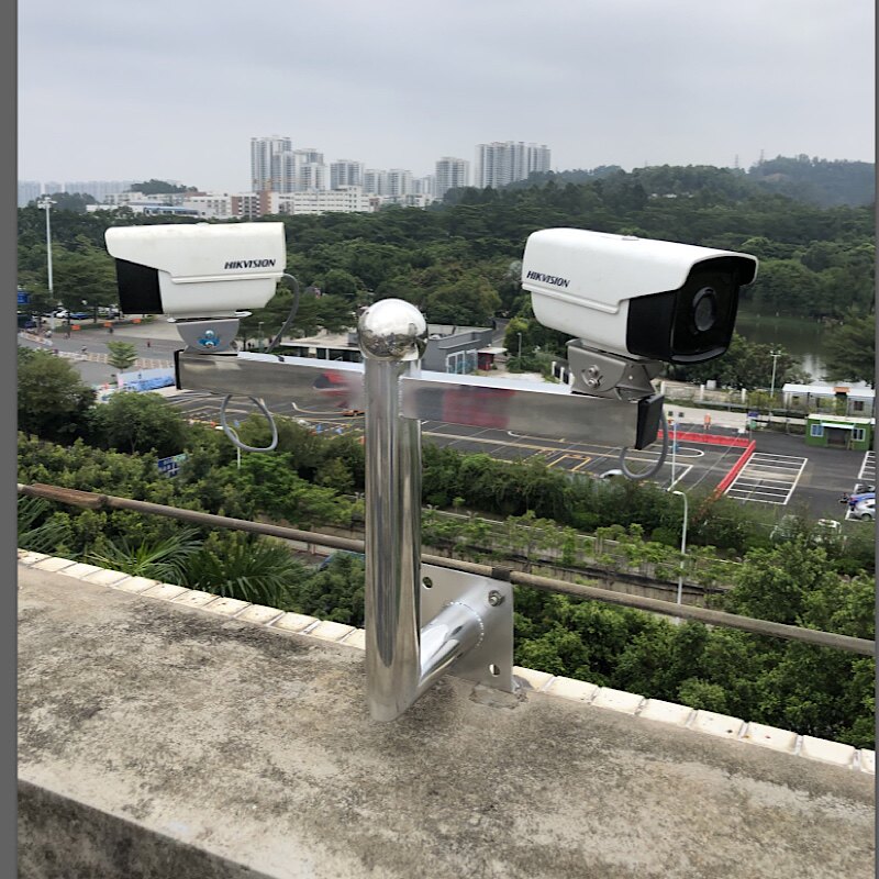 不锈钢监控支架L型围墙壁装楼顶摄像头机立杆柱 室外加长监控支架
