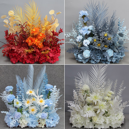 新款50公分婚庆地排花仿真花婚礼布置装饰花排T台路引花婚礼假花