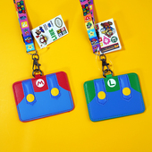 卡通超级玛丽马里奥卡套学生校园卡套可挂脖儿童地铁公交卡接送卡