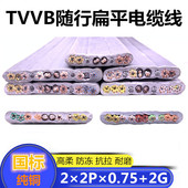 48芯0.75带两组屏蔽线带钢芯电梯随行电缆 扁电缆TVVB24