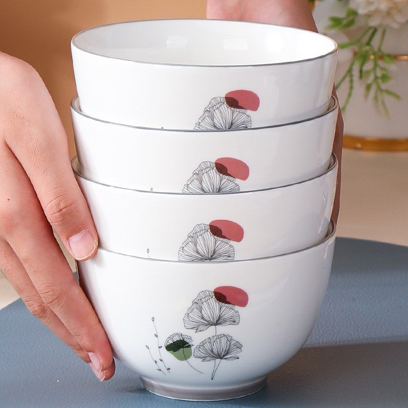 中式陶瓷碗家用好看的米饭碗吃饭碗大号加厚防烫吃面碗套装可微波