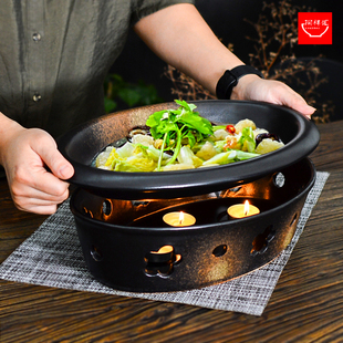 酒店复古陶瓷蜡烛加热梅花炉餐具商用怀旧明炉鱼盘干锅菜盘餐具